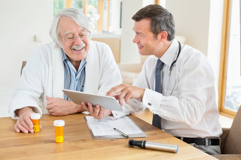 A housecall doctor seeing a patient at his NYC home.