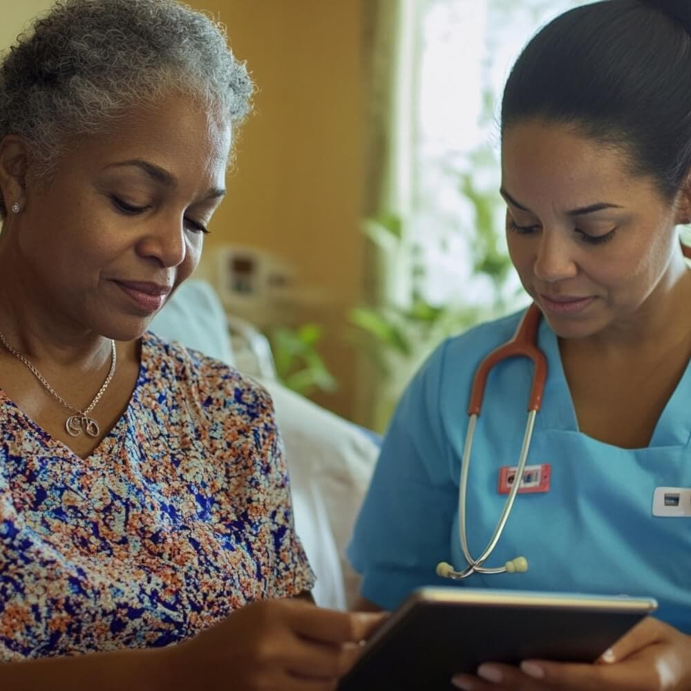 A nurse and a patient