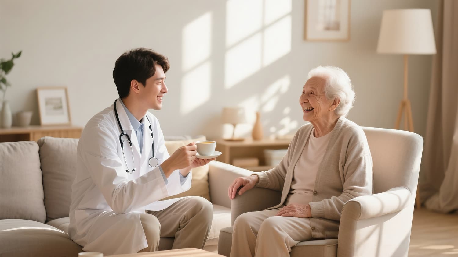 A doctor on call talking to an elderly patient in her NYC home.