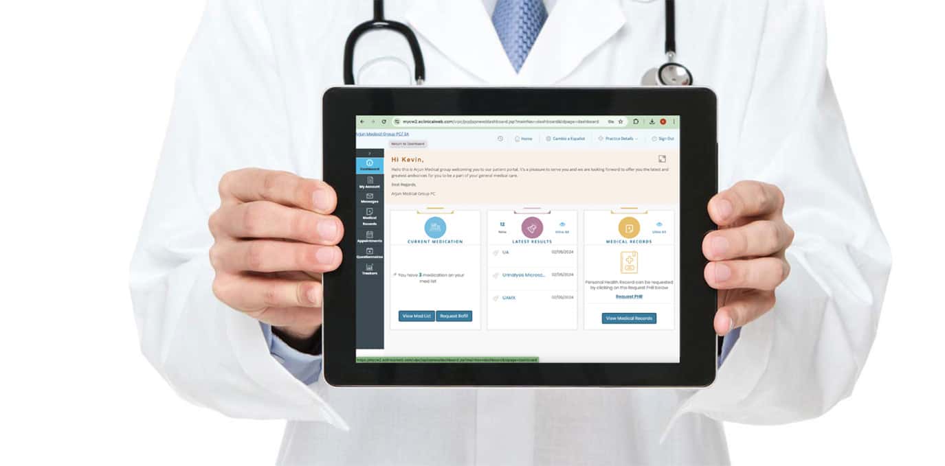 A doctor with a tablet